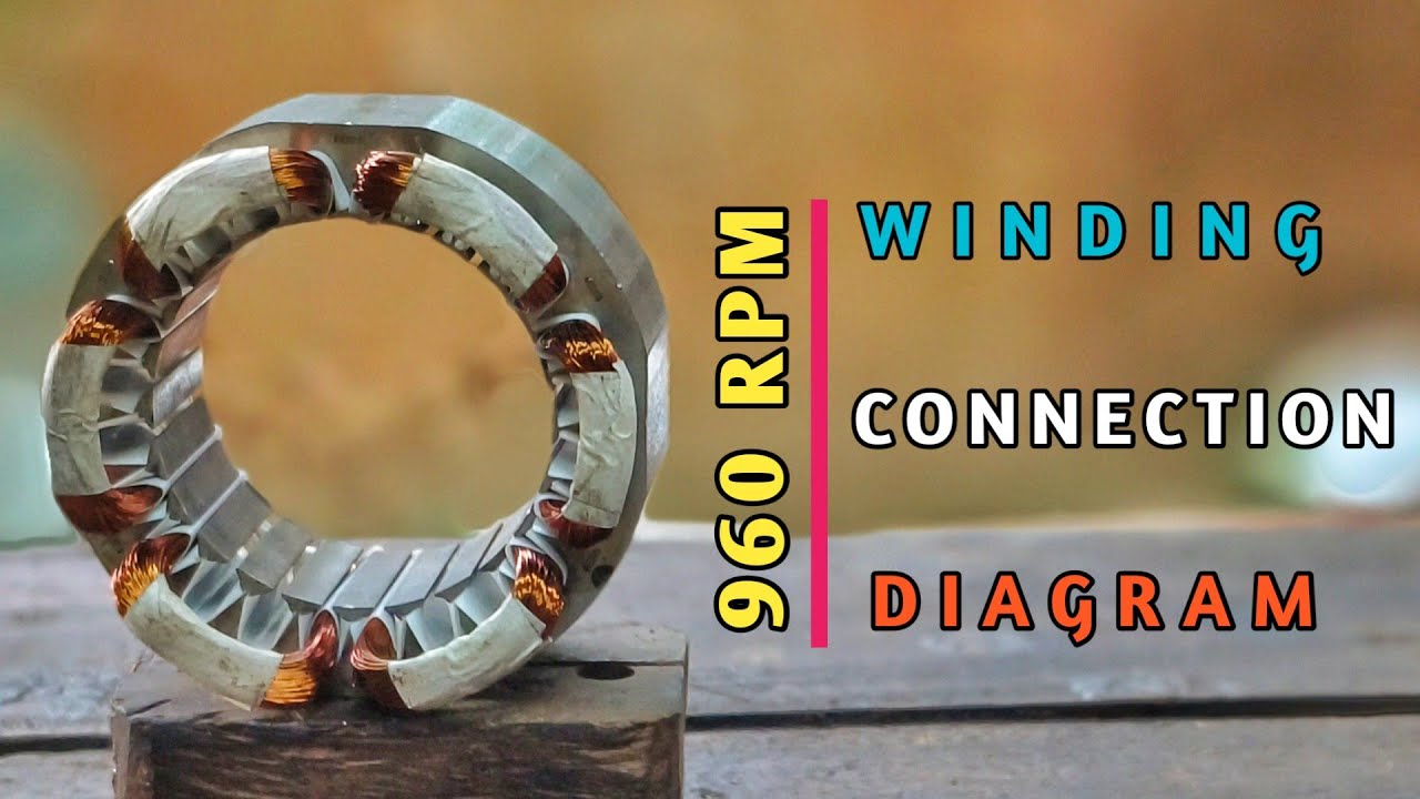 Single phase 960 rpm motor winding and connection with diagram|Electric motor winding|AC fan motor