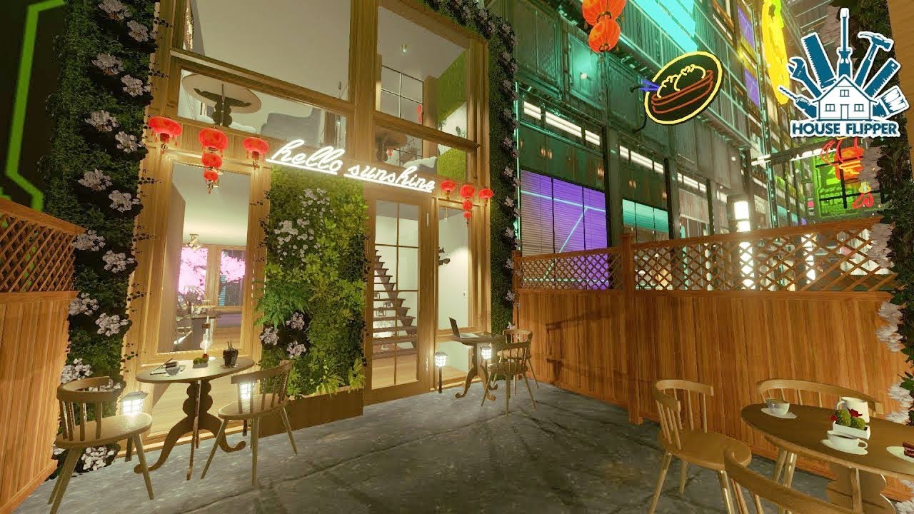 ALLEYWAY OF LIGHTS INTO SMALL CAFE | HOUSE FLIPPER