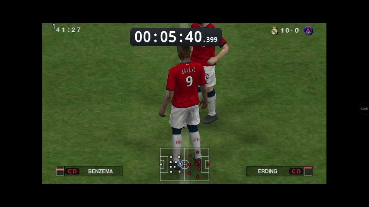 Speedrun de pes 2011, categoria goal HS, tempo:13M,53S, time (real Madrid).