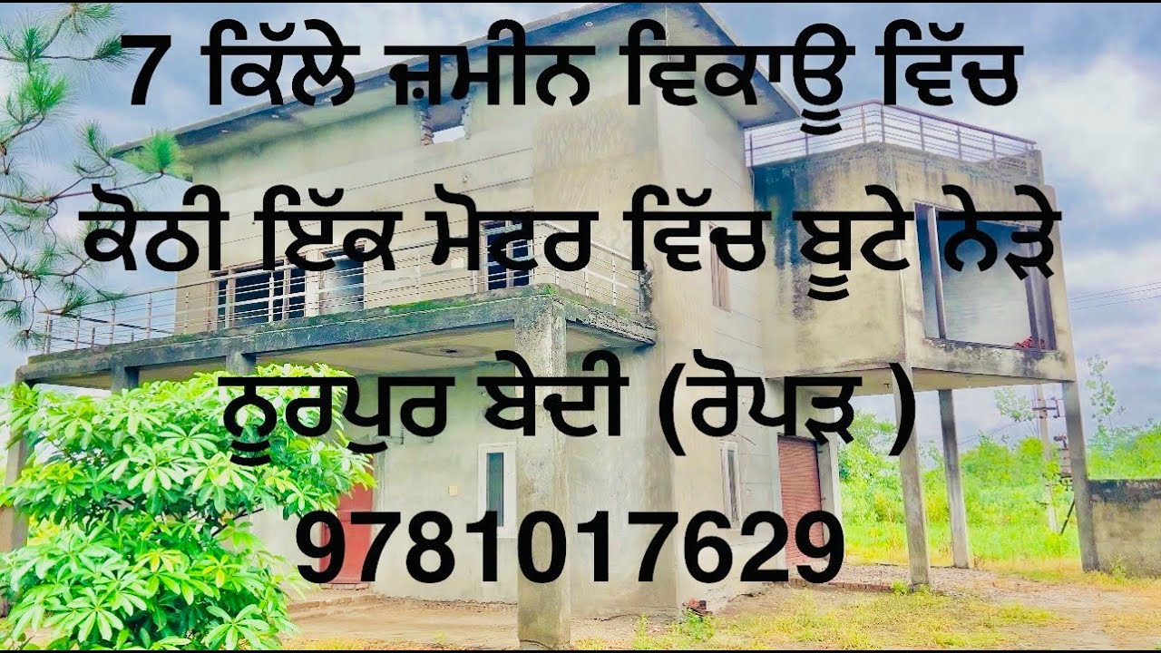7 kille land for sale with Kothi moter connection near Nurpur Bedi (Roper) for more 9781017629
