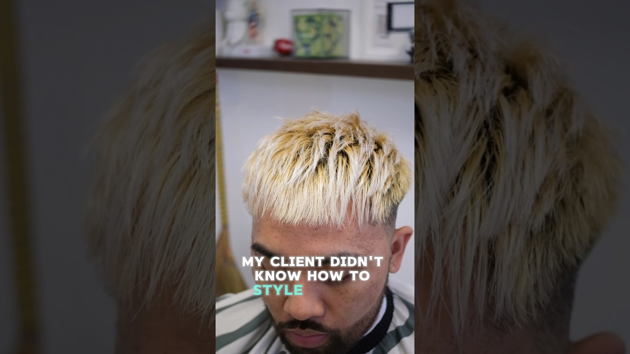 My client didn&rsquo;t know how to style his hair 🫣 #barbertutorial #hairproducts #trendingshorts