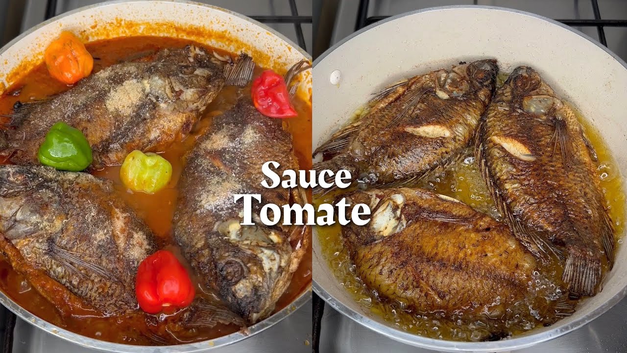 Sauce tomate, poisson frit