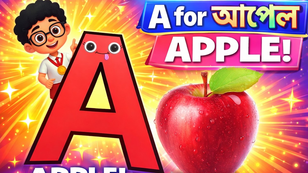 আপনার প্রথম পাঠ হিসেবে APPLE দিয়ে ABC ধ্বনিমালা শিখুন-ABC Songs, ABCD, Nursery Rhymes