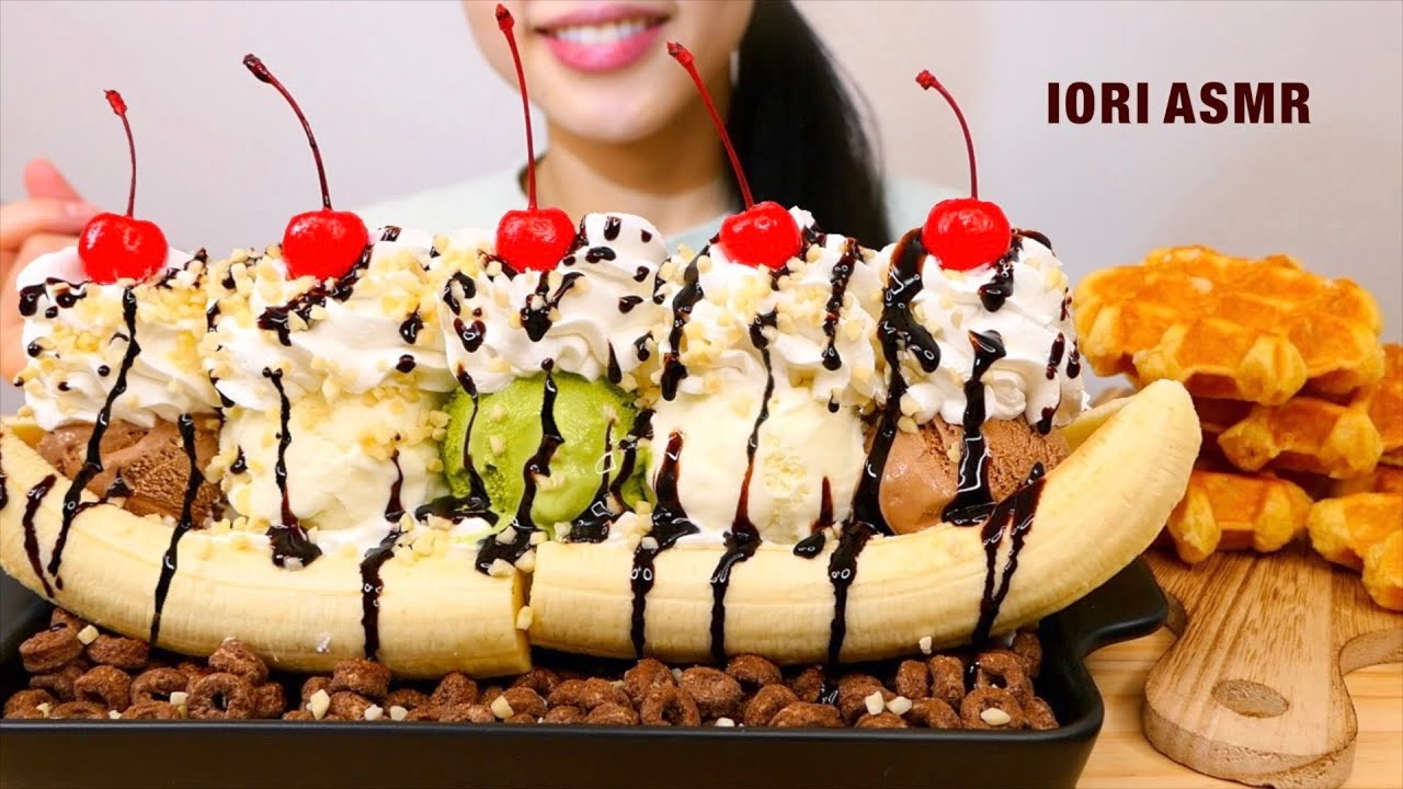 【ASMR / 咀嚼音】バナナスプリット Banana Split 바나나 스플릿 【Eating Sounds】