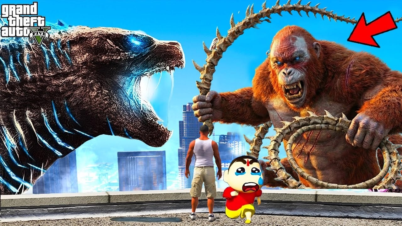 ”Shinchan Godzilla vs Scar King Titan⚡Avengers Battle | GTA 5 Telugu”