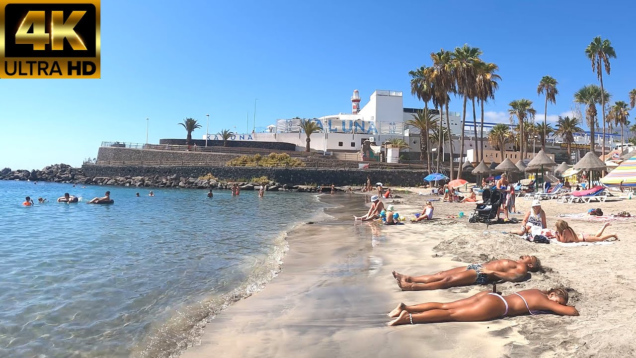 TENERIFE 4K | BEACH WALK - Playa de la Pinta [Spain - Costa Adeje] 🏖️ Summer Day 2021 ☀️ 27ºC