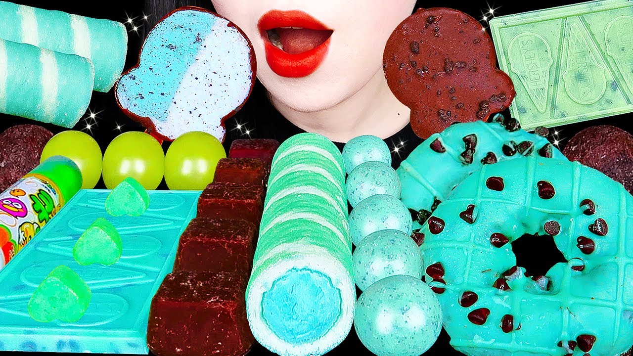 ASMR MINT CHOCOLATE DESSERTS 민트초코 아이스크림, 보석캔디, 도넛, 초콜릿 ICE CREAM, DONUT, MARSHMALLOW EATING SOUNDS먹방