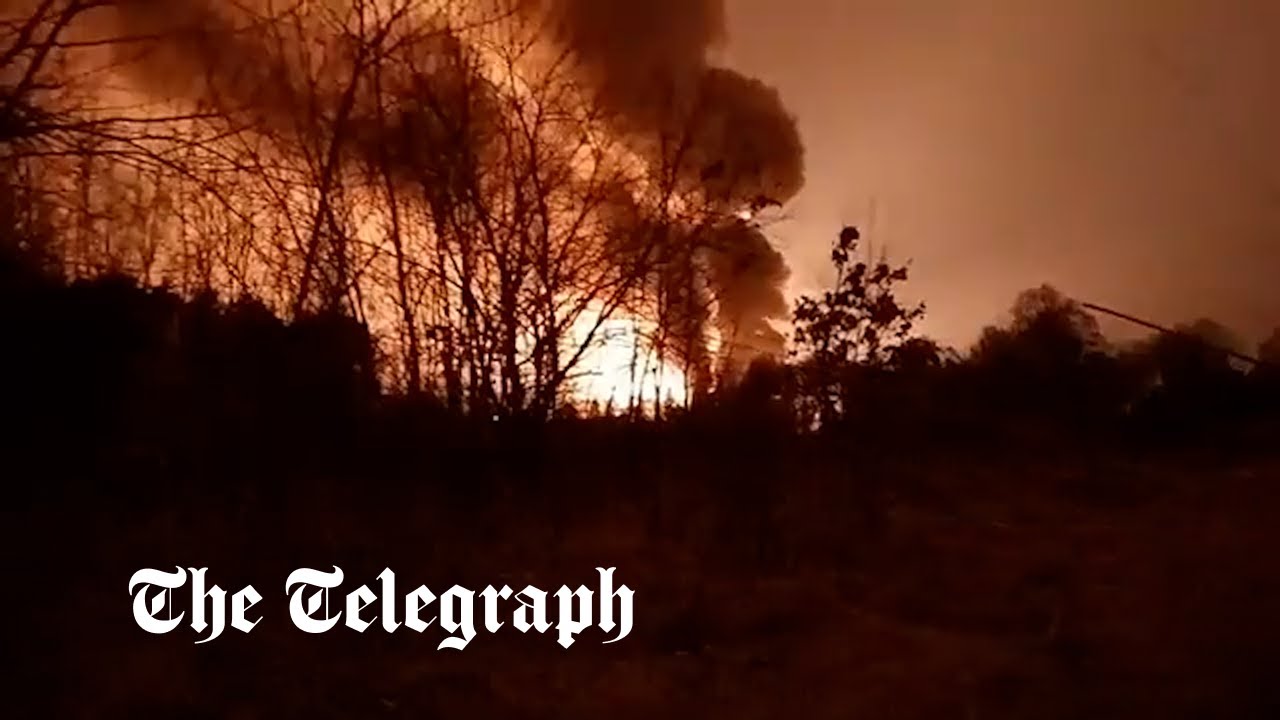 Moment Russia strikes Yavoriv military base killing 35 people