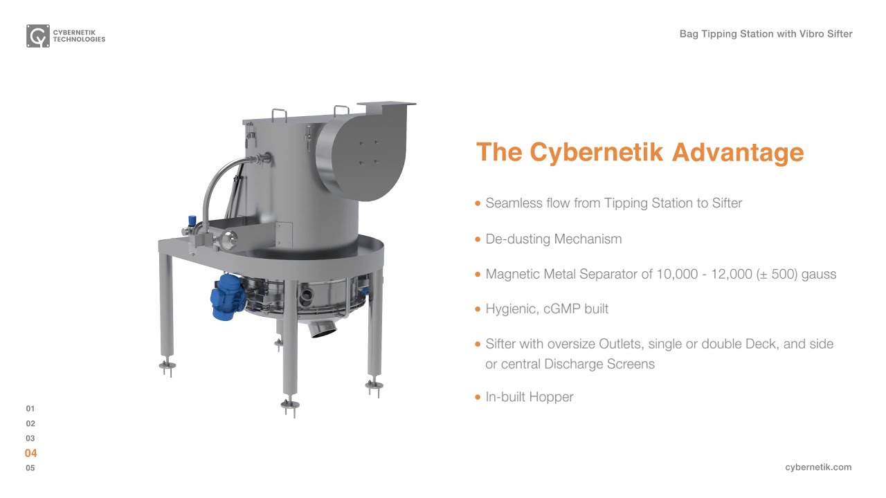 Bag Tipping Station with Vibro Sifter | Cybernetik Product Catalogue