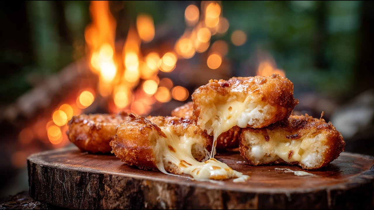 CRISPY ONION CHEESE DONUTS! 🔥 Ultimate Street Snack in the Forest | ASMR