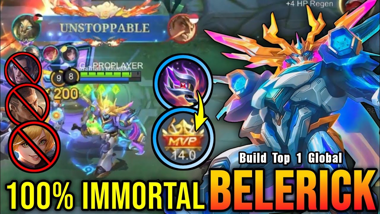 MVP Plays!! New OP Build for Belerick 100% IMMORTAL!! - Build Top 1 Global Belerick ~ MLBB