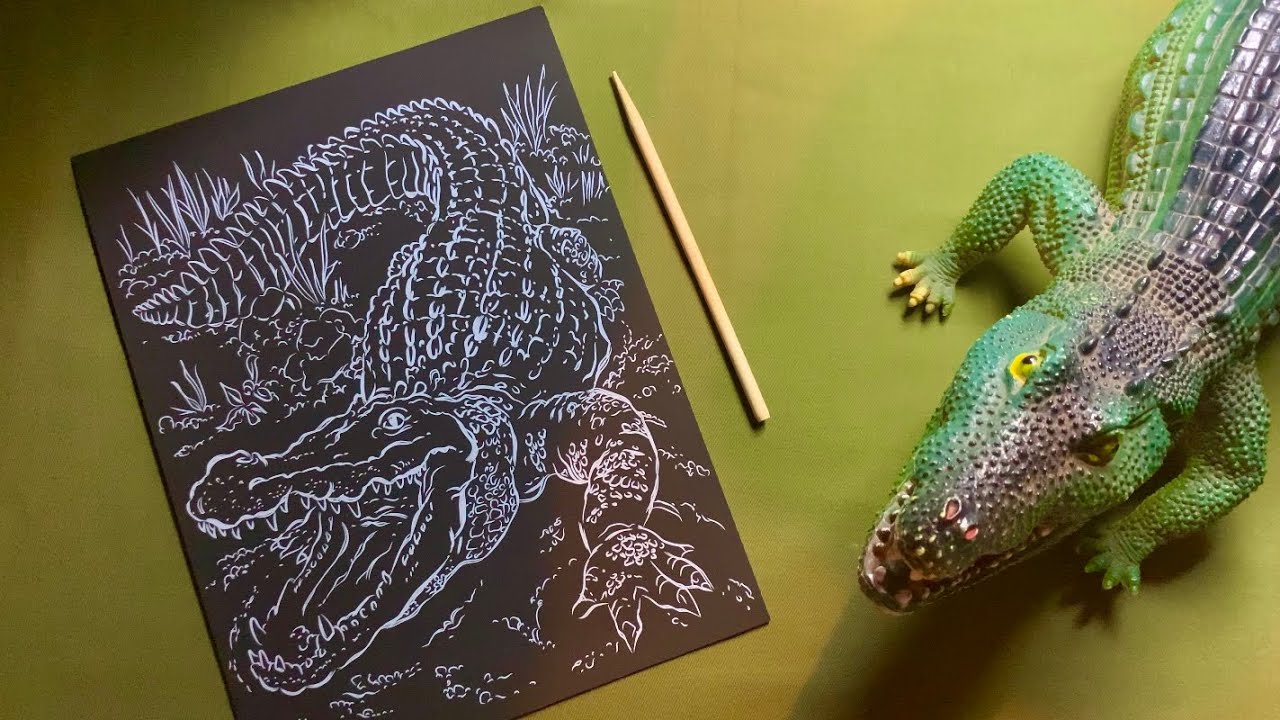 АСМР Рисование гравюры, факты о крокодилах/ ASMR drawing