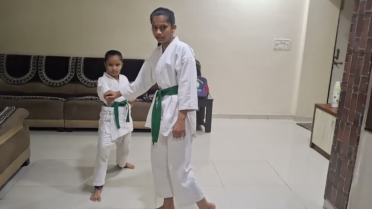 Practicing  the kata 1 junino in deteling | HAND IS WEAPON | by RIYA AND STUTI 