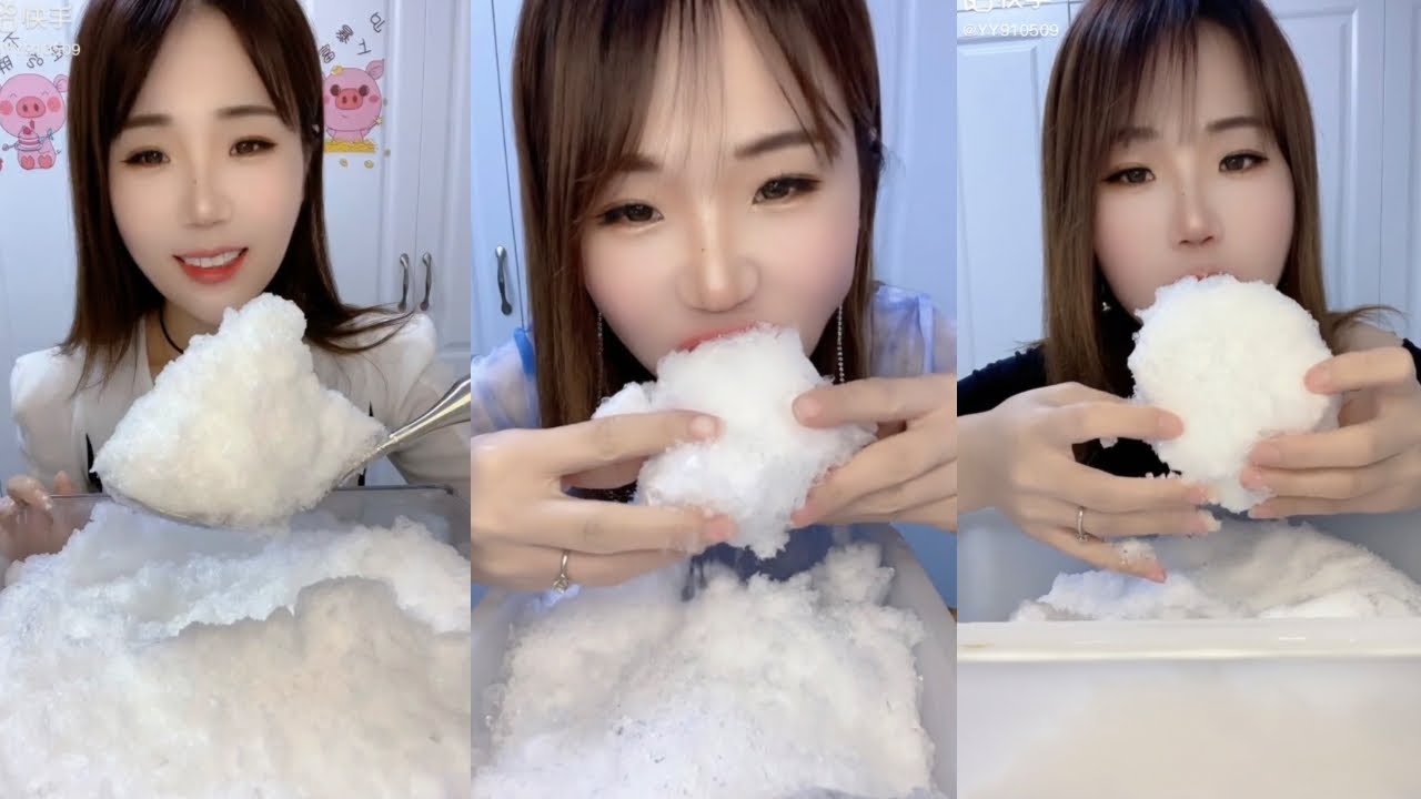 YY’S WHITE ICE EATING (SPOONFUL and HANDFUL) 😋🤤❄️