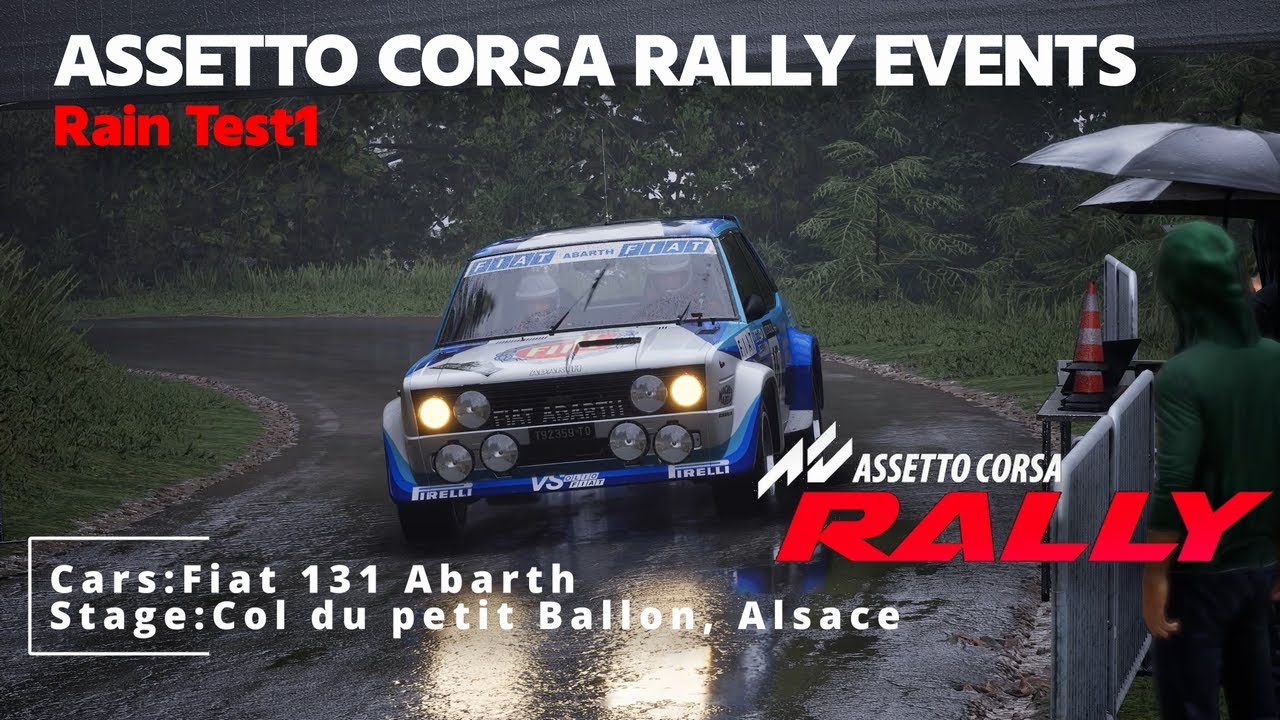 【Assetto Corsa Rally】EVENTS:Col du petit Ballon, Alsace(Rain Test1)/Fiat 131 Abarth【GamePad】