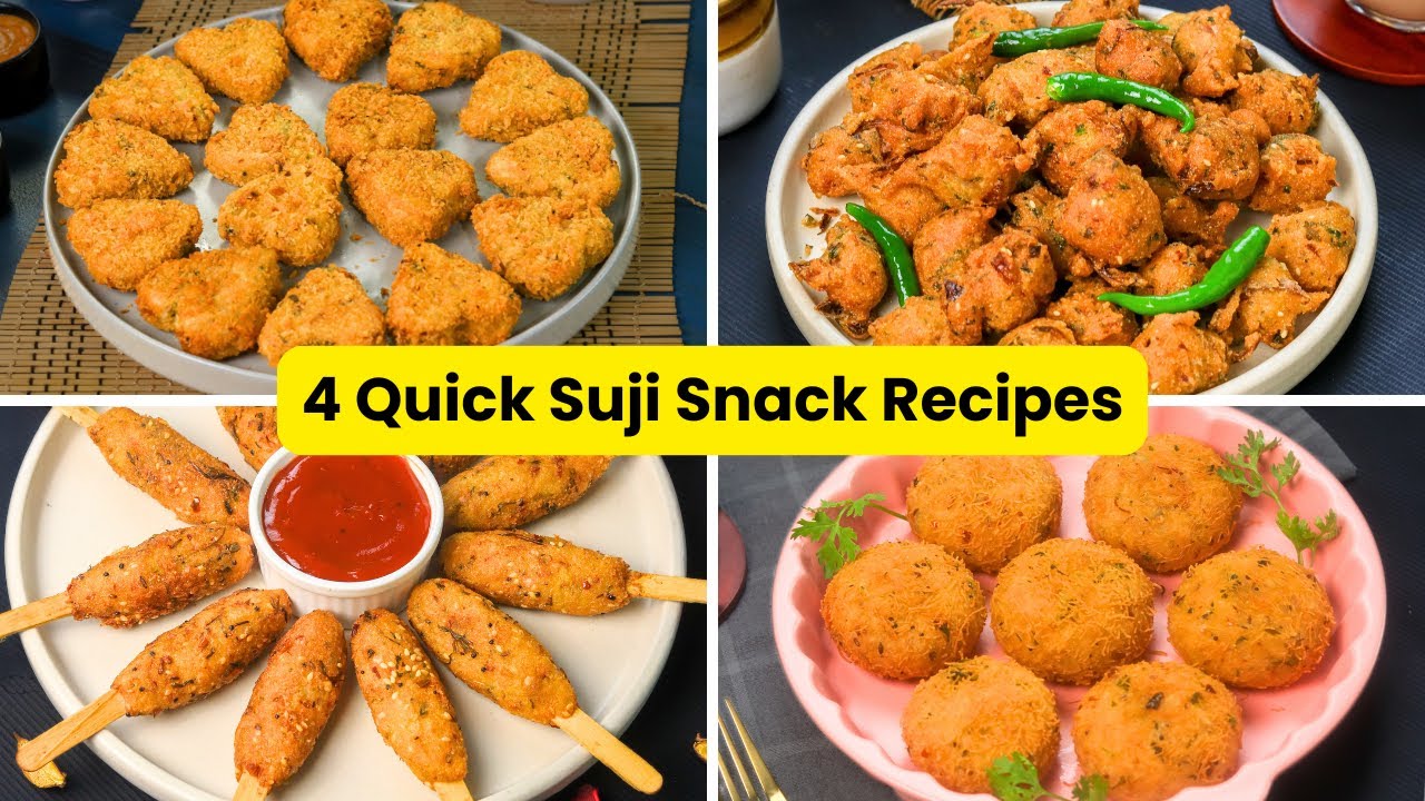घर की सामग्री से बनाएं 4 आसान और लाइट सूजी स्नैक्स | Easy Suji Snack Recipes Part-20 | MintsRecipes