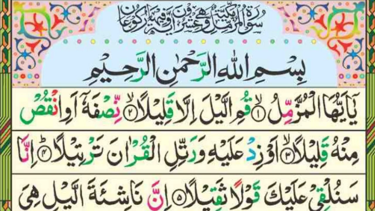 surah muzammil  ayat no 01 to 19 |Pani Patti Tilawat | learn to read the Quran| Ahsan Al Quran 