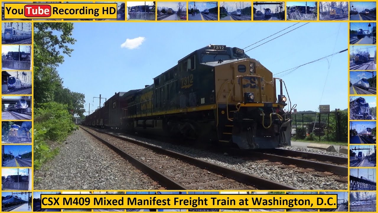 CSX M409 Mixed Manifest Freight Train at Washington, D.C. - YouTube Recording HD