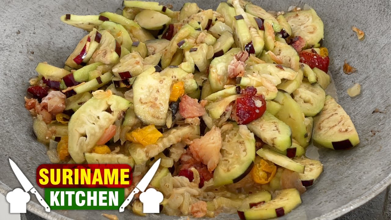 Bhata Aurbergine Boulange Met Droge Vis | Bhata Aurbergine Boulange With Dry Fish | Suriname Kitchen