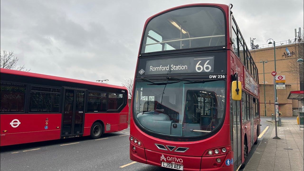 FULL ROUTE VISUAL|Arriva London Bus Route 66 Romford Station-Leytonstone|DW236(LJ59 AEF)