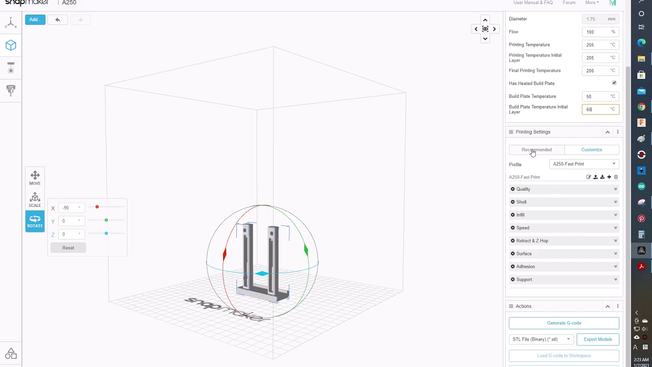 How to convert the stl files to G code