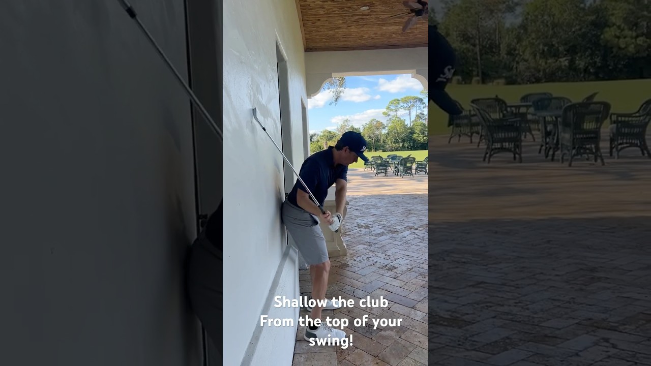 Two drills to shallow the golf club from top of your swing! #golf #golftips #golfinstruction