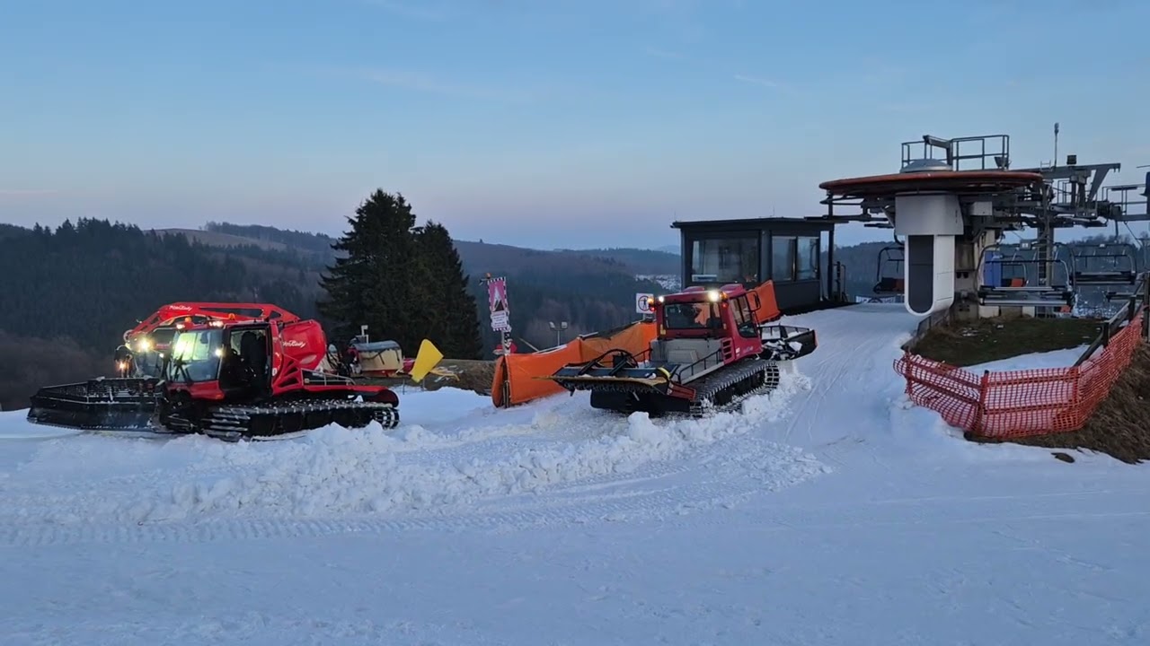 Sneeuwpistes repareren met pistenbully