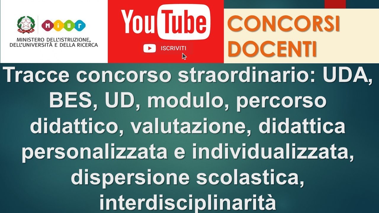 Tracce concorso straordinario: UDA, BES, UD, modulo, percorso didattico, valutazione, didattica ...