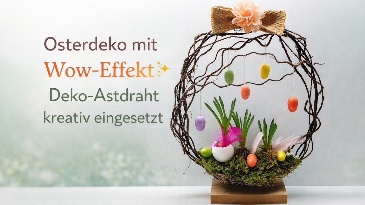 Osterkranz aus Ast - Draht mit Wow Effekt / Moderne Osterdeko DIY / Frühlingsdeko