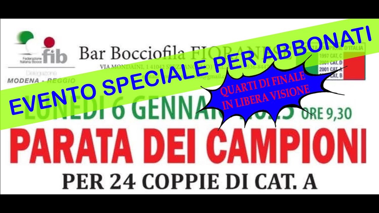 Parata dei Campioni - 🔥QUARTI DI FINALE🔥 - Lunedì 6 Gennaio 2025