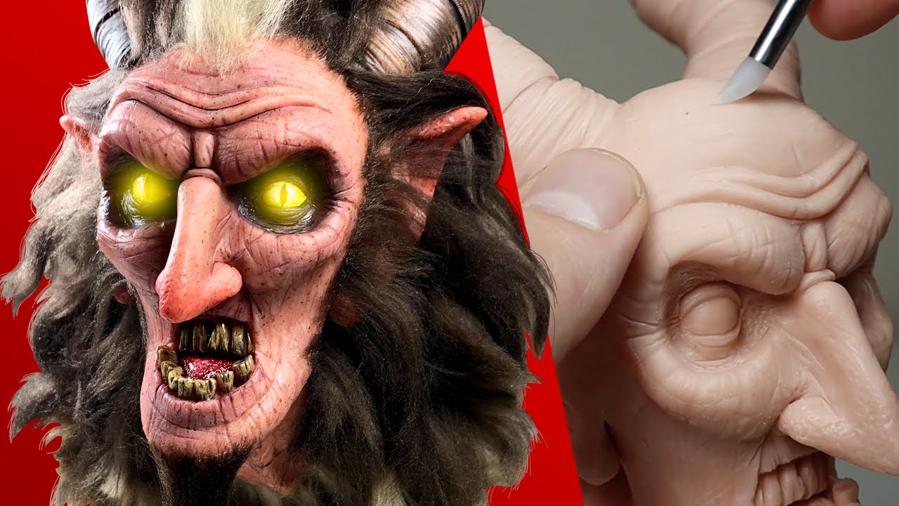 Making KRAMPUS - MY FIRST Mixed Media Sculpture! Polymer Clay Character Design Process & Tutorial