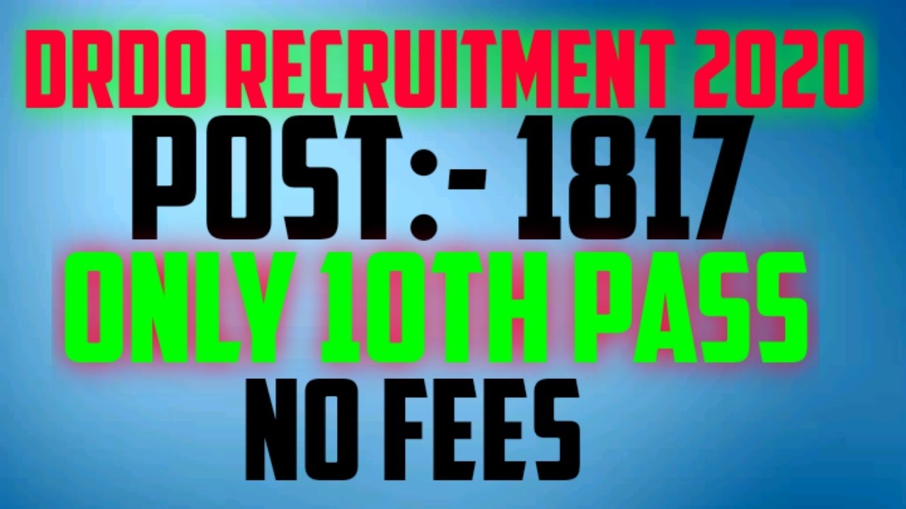 DRDO RECRUITMENT 2020