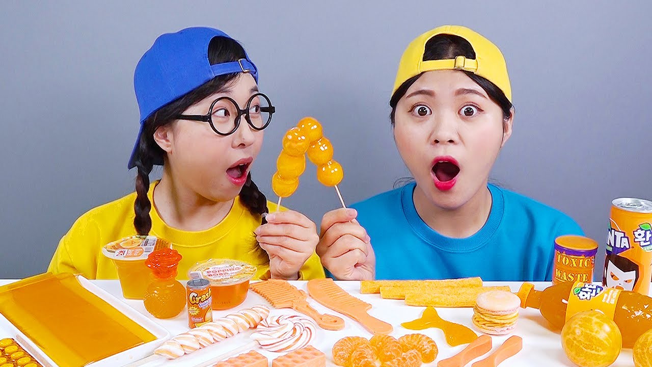 橙色食品橘子果冻美食ㅣ多纳吃播