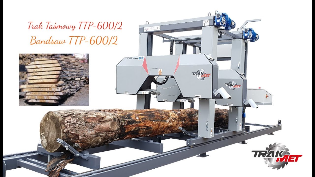 Trak taśmowy TTP 600/2 Standard dwie piły tnące TRAK MET maszyny tartaczne