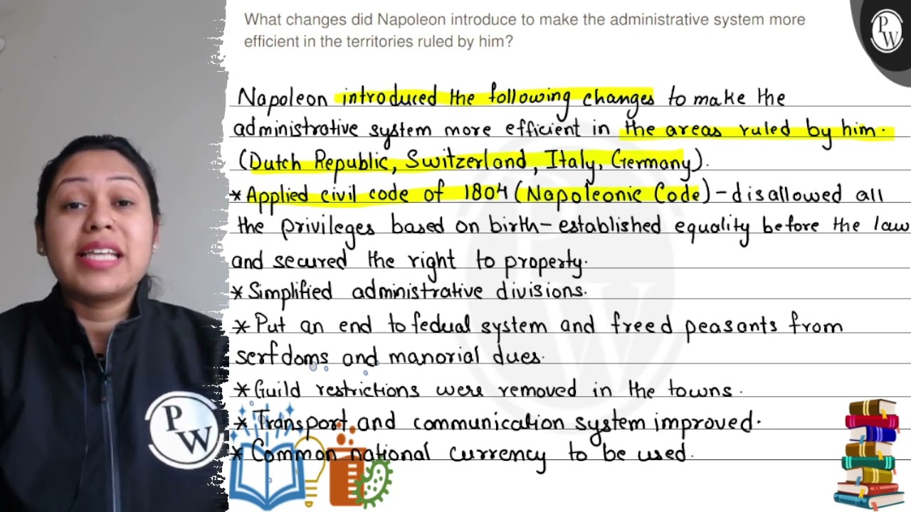 What changes did Napoleon introduce to make the administrative system more efficient in the terr...