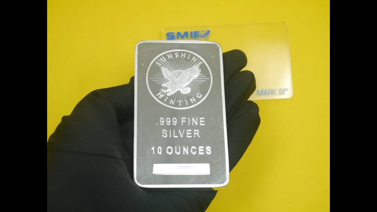 Testing Sunshine Minting 10 oz silver bar with Mint Mark SI&trade; special decoder lens