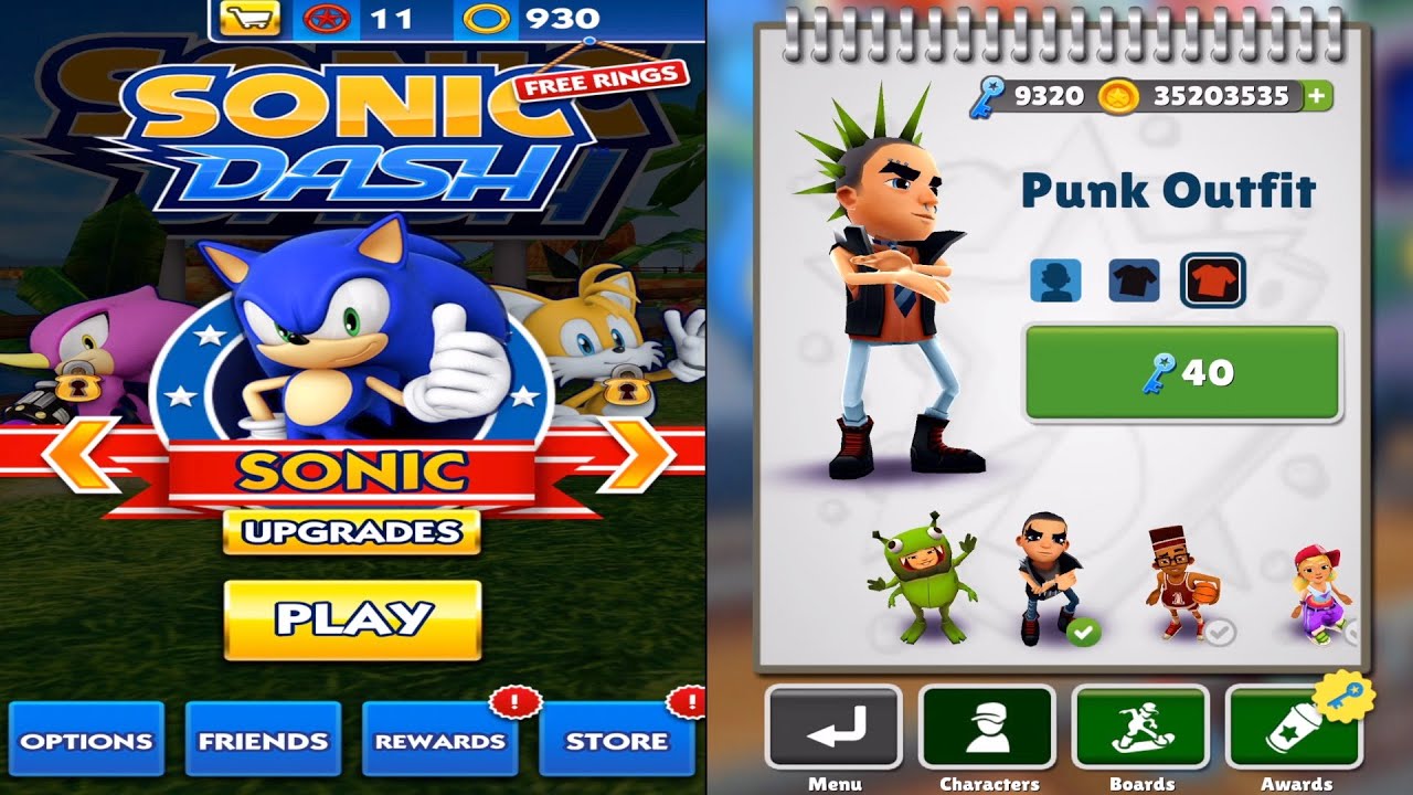 Sonic Dash - Sonic VS Subway Surfers - Spike Punk Outfit | Double iOS Android Gameplay