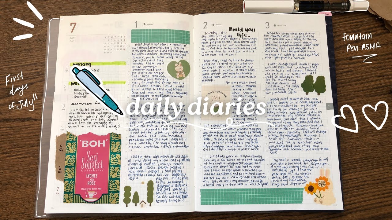 Daily Journal With Me: Real Time No Talking ASMR Fountain Pen Handwriting | Take A Note Planner