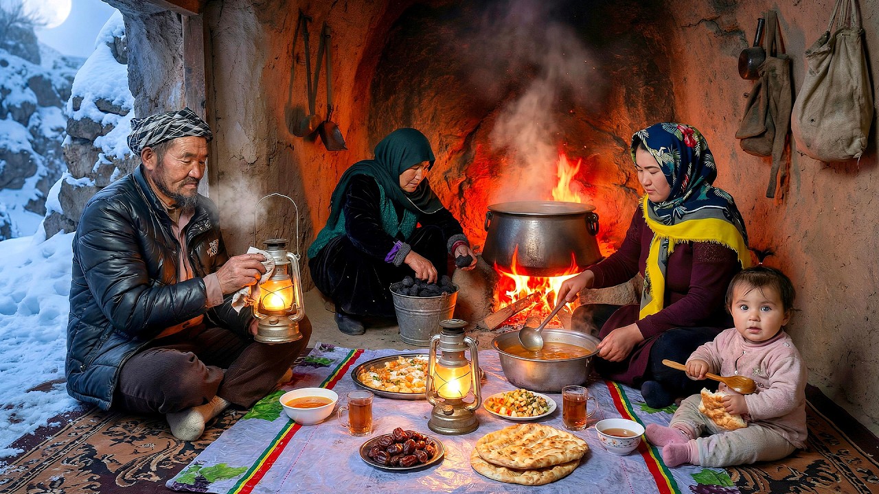 Ramadan Night in an Afghan Cave 🌙 | Traditional Afghan Village Family Cooking 🇦🇫