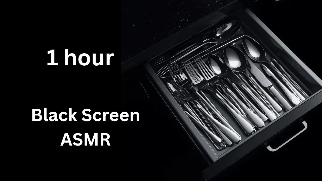 1 Hour. Cutlery Drawer Sorting ASMR. Black Screen Sounds for Sleep and Relaxation