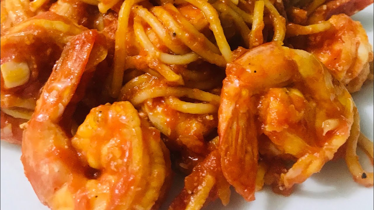 ESPAGUETIS CON CAMARÓN como hacer ESPAGUETIS en salsa ROJAS con CAMARÓN