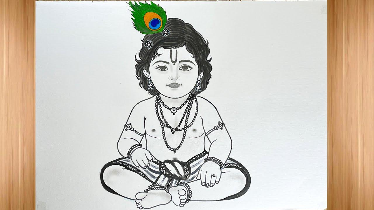 Cute Little Krishna Drawing | Easy Step by Step