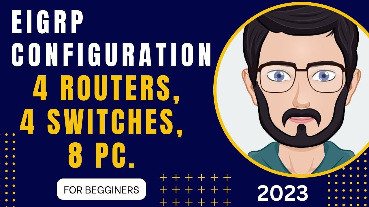 How to configure EIGRP in Packet Tracer on 4 Routers,4 Switches, 8 PC | 2023