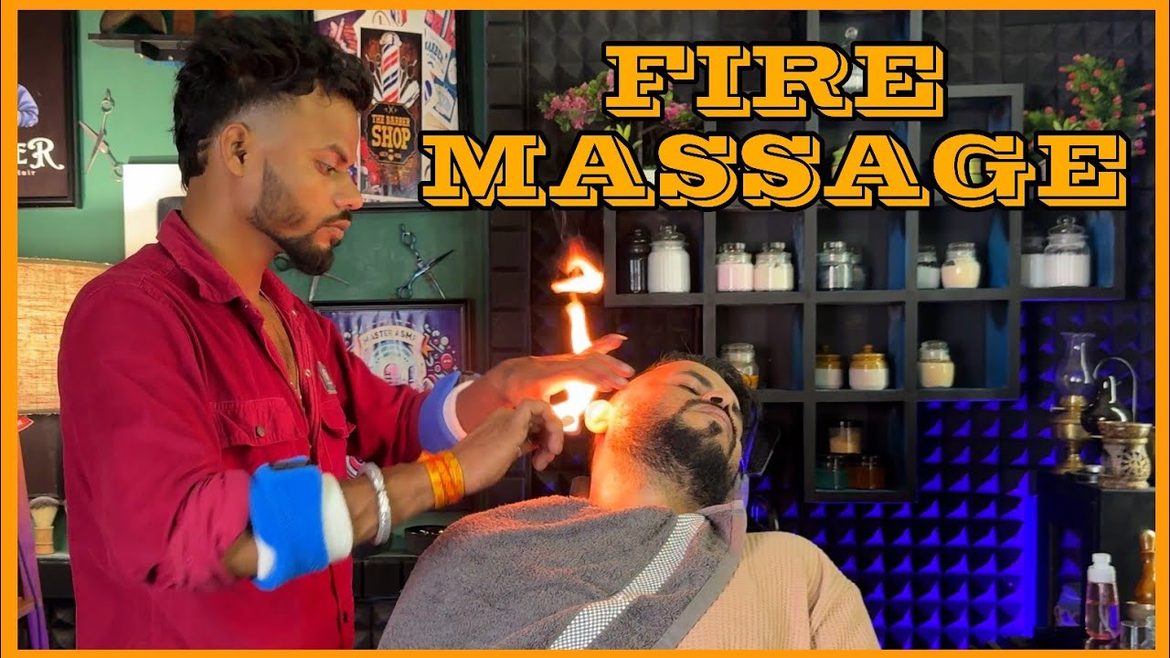 ASMR Fire 🔥 Massage therapy for Insomnia by Indian barber BHEEM | MASTER ASMR
