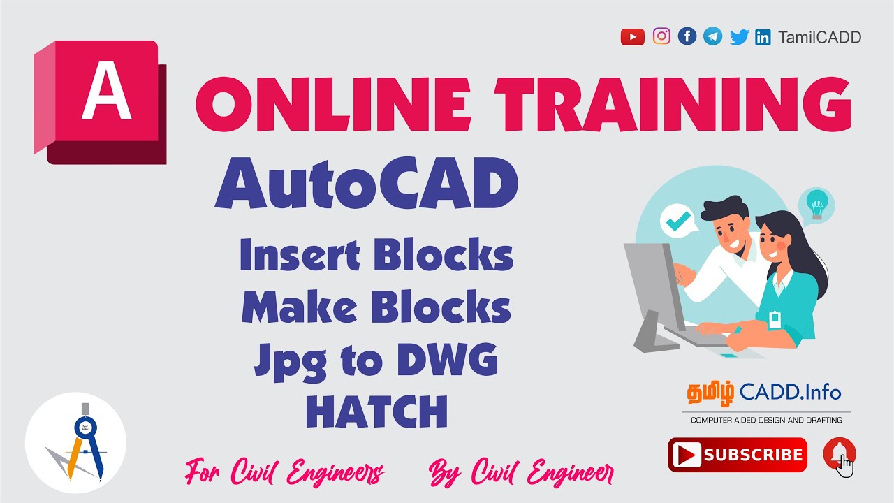 AUTOCAD_INSERT BLOCK_MAKE BLOCK_JPG TO DXF CONVERT_HATCHES_TamilCADD