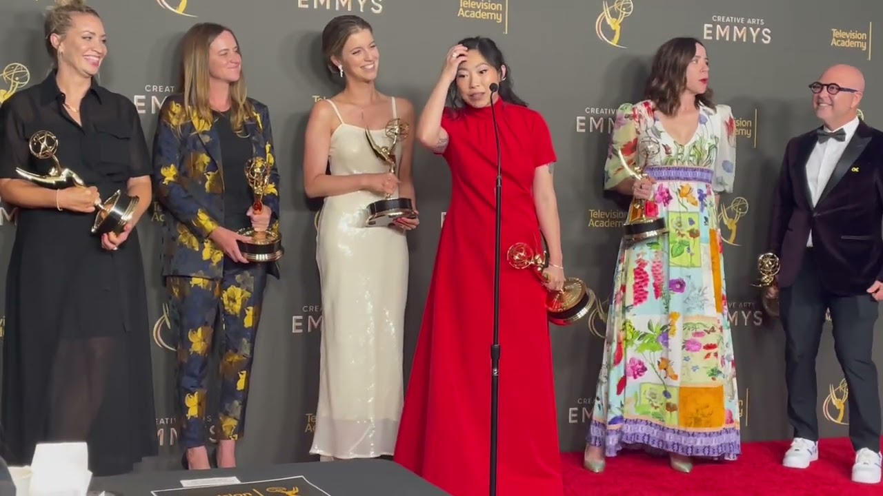 Awkwafina and 'Quiz Lady' producers (Best TV Movie) 2024 Emmys press room interview
