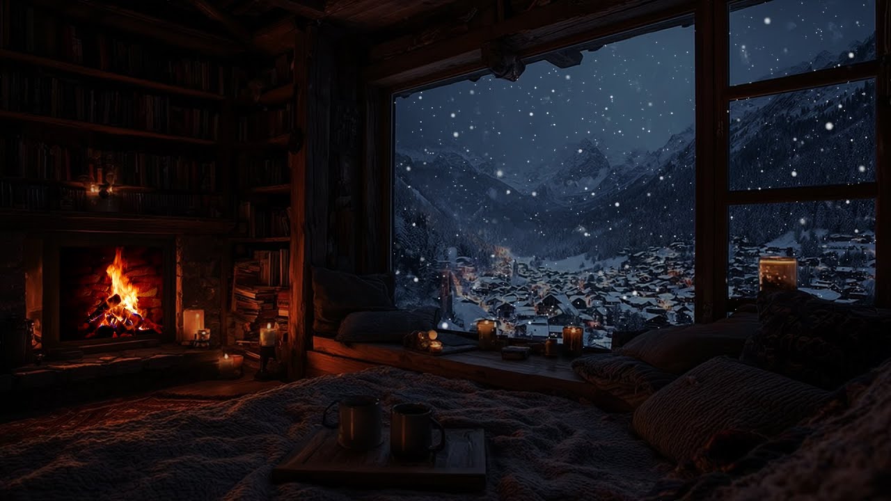 Silent Snowfall & Firelight ❄️ Night Ambience for Deep Sleep and Calm