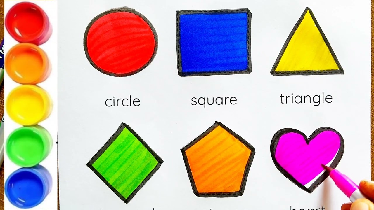 Learn and draw 2D shapes Colours Drawing for Toddlers | Nursery preschool Educational Videos