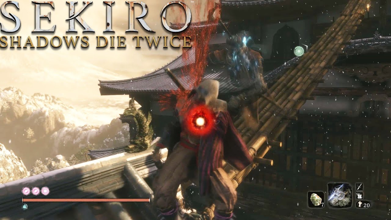 Sekiro - Ashina Castle Rooftops (invasion state) full stealth clear