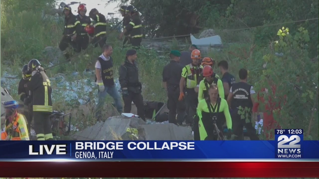 Reports: Raised highway collapses in Italian city of Genoa